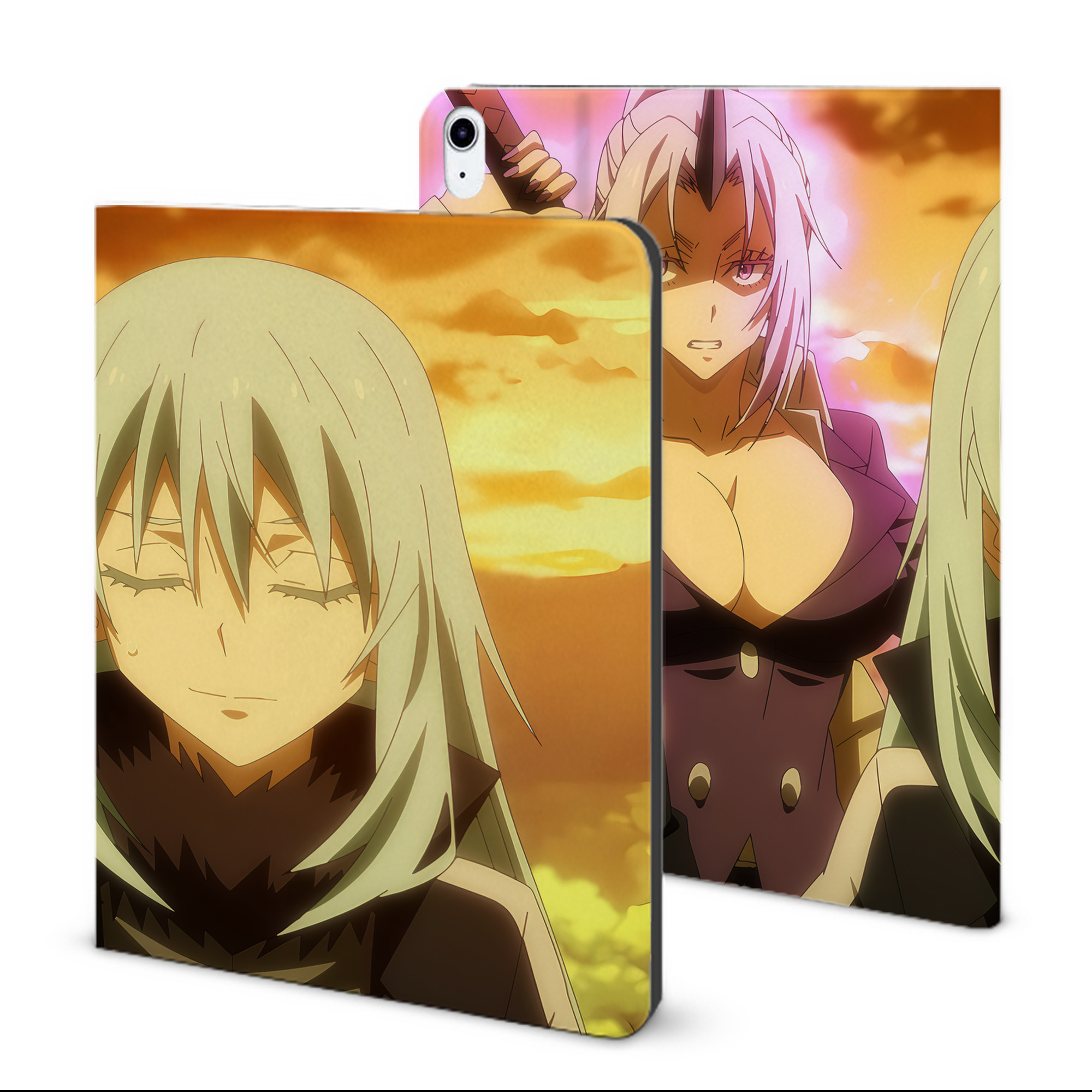 （画像用） 転スラ Regarding Reincarnated to Slime IPad ケース ブック型 PUレザー TPU 耐衝撃 軽量 薄型 ペン収納なし 全面保護 IPad 各モデル対応